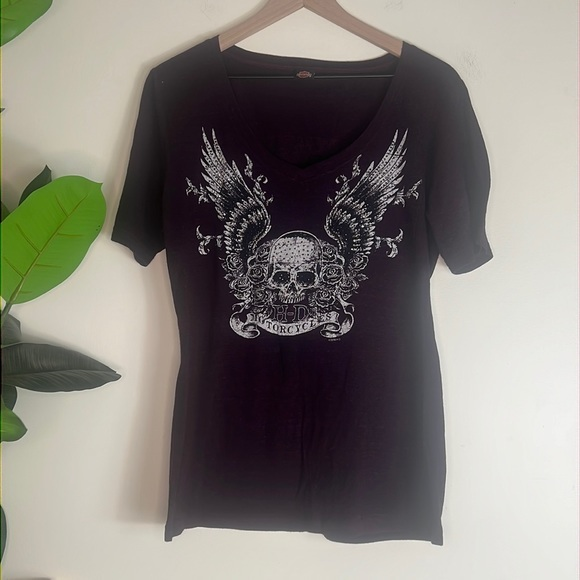 Harley‎ Davidson Skull and Wings Shirt Size Large - Picture 1 of 6